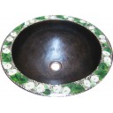 Hand Painted Copper Sink Round Lilies